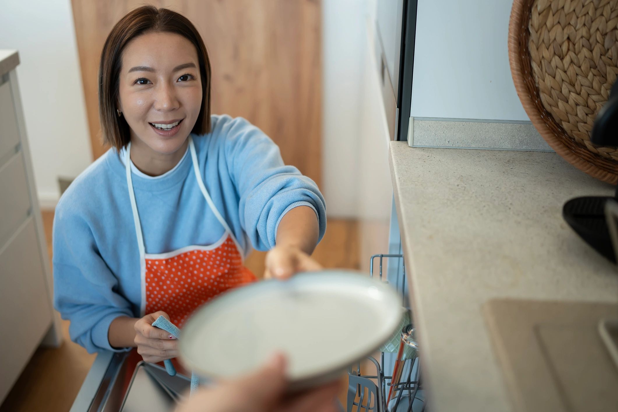 Home kitchen customer near dishwasher